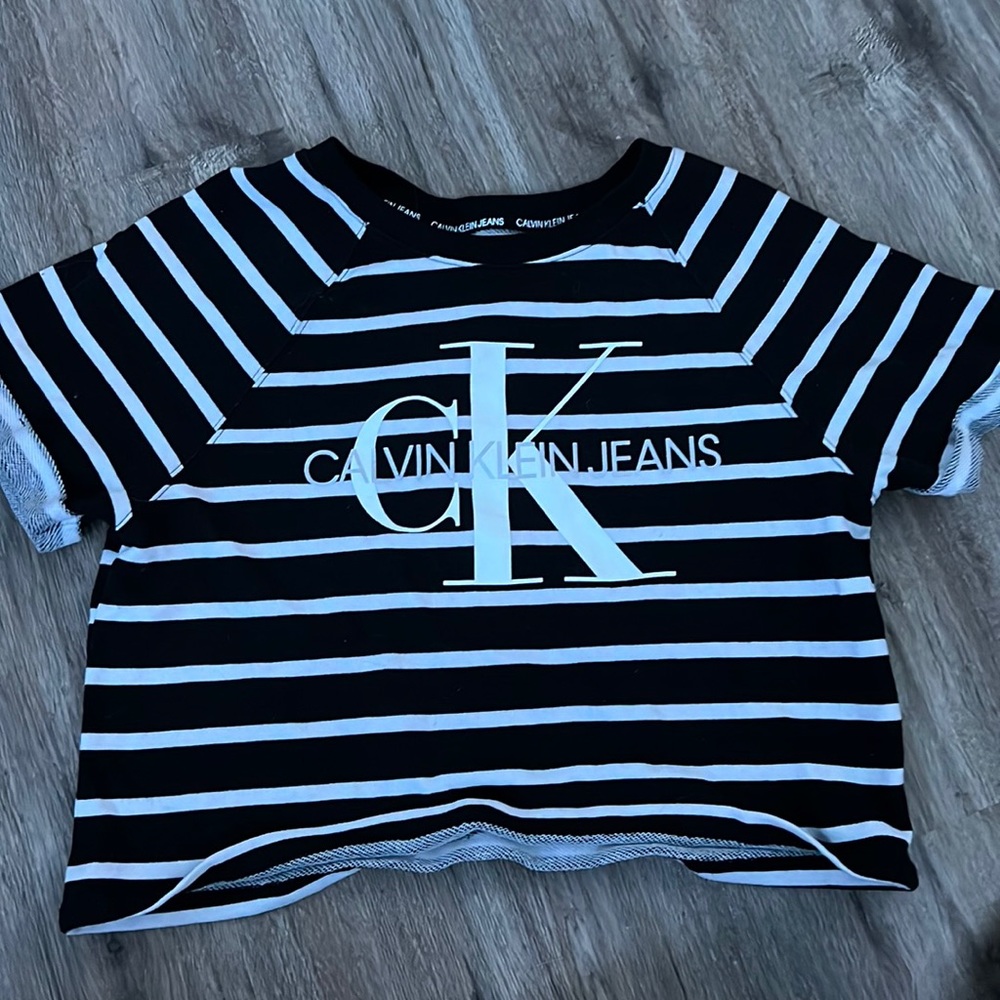 Stripped womens Calvin Klein crop top